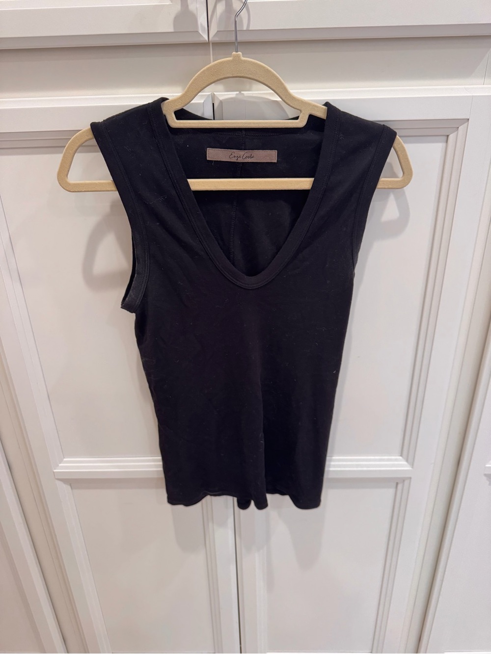 Enza Costa Black U Neck Tank